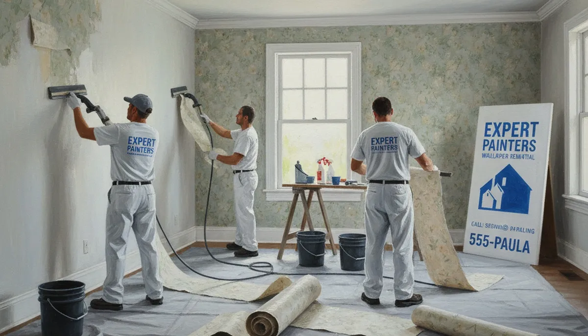 Wallpaper removal service in Olathe, KS by Olathe Paint Pros preparing walls for a clean finish